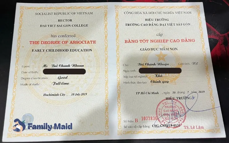 Chứng chỉ bằng cấp chuyên môn